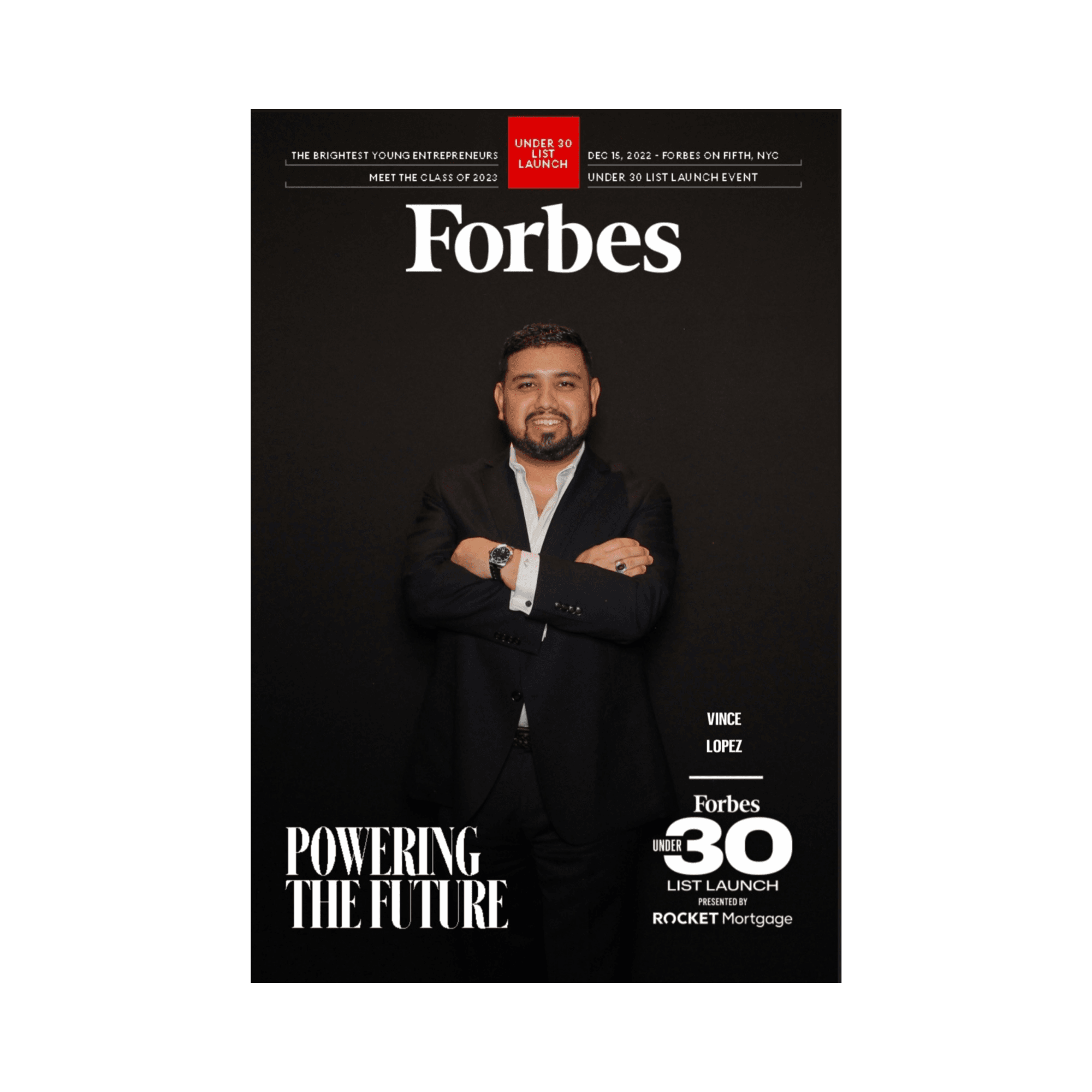 Vincent J. Lopez featured on the Forbes 30 Under 30 cover